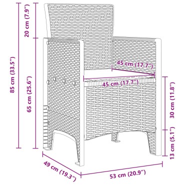 vidaXL Καρέκλα Κήπου Σετ 2 Ανθρακί, Ανοιχτό Γκρι 53x49x85 cm 1 τεμ.