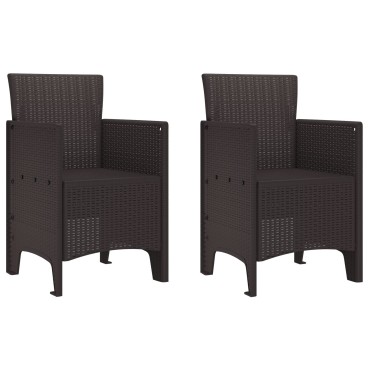vidaXL Κήποι Καρέκλες 2 τεμ. Καφέ Πολυ-Ράττον 53x49x85 cm