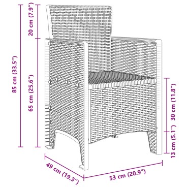 vidaXL Κήποι Καρέκλες 2 τεμ. Καφέ Πολυ-Ράττον 53x49x85 cm