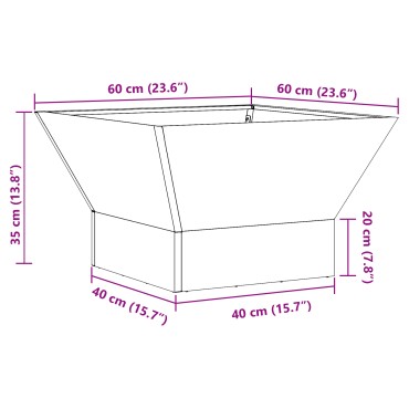 vidaXL Φωτιά σε μπολ Μαύρο 60 x 60 x 35 cm Ατσάλι Σκληρυθέν στον Αέρα