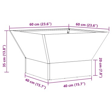 vidaXL Φωτιά Τετράγωνη Καφέ 60x60x35 εκ. από Ανθεκτικό Ατσάλι