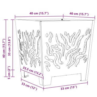 vidaXL Φωτιά Μαύρο 40 x 40 x 40 cm Ατσάλι σκληρυθέν στον αέρα