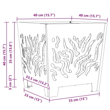 vidaXL Τζάκι Τετράγωνο 40x40x40 εκ Ρουστίκ Χάλυβας