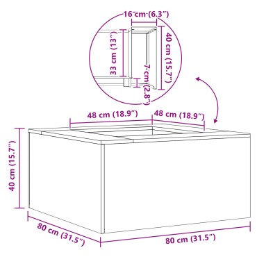 vidaXL Φωτιά Μπολ Μαύρο 80 x 80 x 40 cm Ατσάλι Σκληρυθέν στον Αέρα