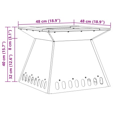 vidaXL Φωτιά σε μπολ Μαύρο 48 x 48 x 40 εκ Ατσάλι Σκληρυθέν στον Αέρα