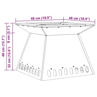 vidaXL Φωτιά Μπολ Σκ rusty 48 x 48 x 40 εκ Ατσάλι Σκληρυθέν στον Αέρα