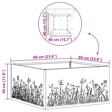 vidaXL Φωτιά Κουβά Μαύρο 60 x 60 x 30 cm Ατσάλι Σκληρυθέν στον Αέρα