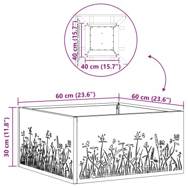 vidaXL Φωτιά Πίνακας Τετράγωνος Μαύρος 60x60x30 εκ Ατσάλι