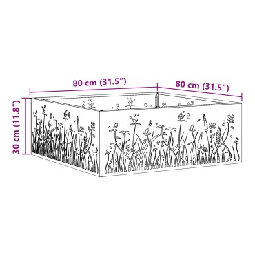 vidaXL Φωτιά Κουβά Μαύρο 80 x 80 x 30 cm Ατσάλι Σκληρυθέν στον Αέρα