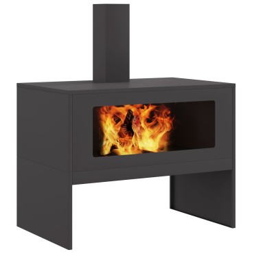 vidaXL Σόμπα με Καμινάδα Μαύρη 80x50x96 εκ Ατσάλι