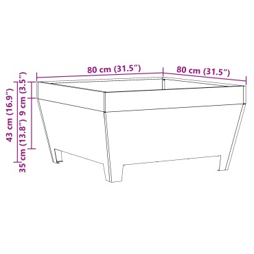 vidaXL Φωτιά Μπολ Μαύρο 80 x 80 x 43 εκ. Ατσάλι Σκληρυθέν στον Αέρα