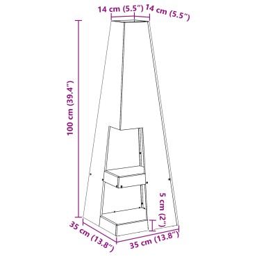 vidaXL Φωτιά Μπολ Μαύρο 35 x 35 x 100 εκ Ατσάλι Σκληρυθέν στον Αέρα