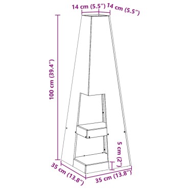 vidaXL Φωτιά Καφέ 35 x 35 x 100 εκ Ατσάλι καιρό