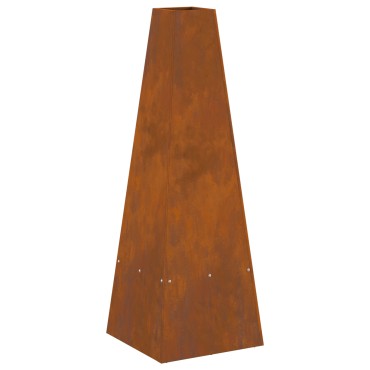 vidaXL Φυτίλι με Αποθήκευση Ξύλων 35x35x100 εκ Από Α weathering Χάλυβα