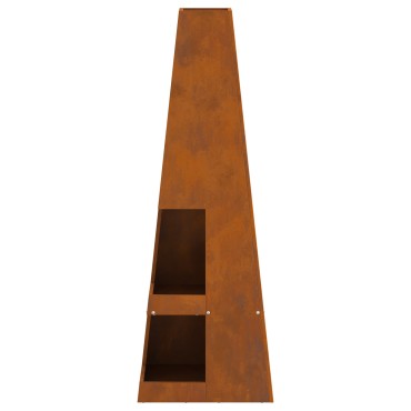 vidaXL Φυτίλι με Αποθήκευση Ξύλων 35x35x100 εκ Από Α weathering Χάλυβα