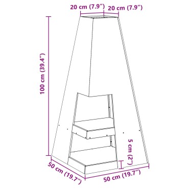 vidaXL Σχέδιο φωτιάς με αποθήκευση ξύλων Μαύρο 50x50x100 εκ Ατσάλι