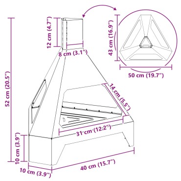 vidaXL Σόμπα με Καμινάδα 50x43x52 εκ. Ανθεκτικό Χάλυβα
