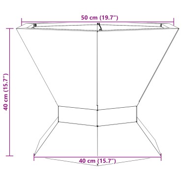 vidaXL Φωτιά Μπολ Μαύρο 50 x 50 x 40 cm Ατσάλι Σκληρυθέν στον Αέρα