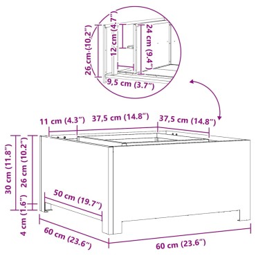vidaXL Φωτιά Μπολ Σκ rusty 60 x 60 x 30 cm Ατσάλι Σκληρυθέν στον Αέρα
