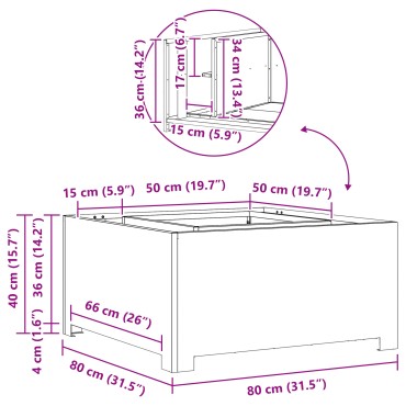vidaXL Φωτιά Μπολ Σκ rusty 80 x 80 x 40 cm Ατσάλι Σκληρυθέν στον Αέρα