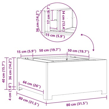 vidaXL Φωτιά Μπολ Σκ rusty 80 x 80 x 40 cm Ατσάλι Σκληρυθέν στον Αέρα