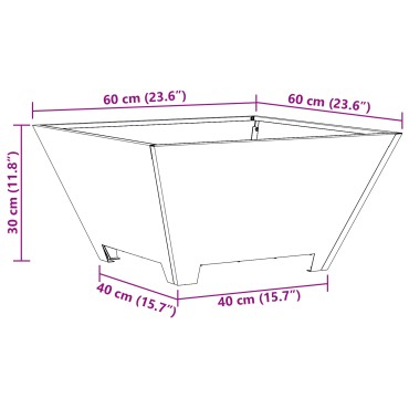vidaXL Φωτιά Μπολ Μαύρο 60 x 60 x 30 cm Ατσάλι Σκληρυθέν στον Αέρα