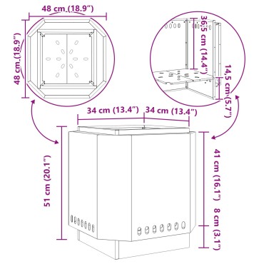 vidaXL Σόμπα χωρίς καπνό 48x48x51 εκ. Χάλυβας με ικανότητα