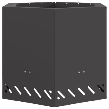 vidaXL Σαφής Φωτιά Χωρίς Καπνό Έξιγωνο Μαύρο 58x58x51 εκ Ατσάλι