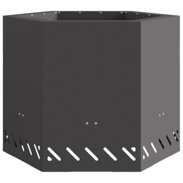 vidaXL Σαφής Φωτιά Χωρίς Καπνό Έξιγωνο Μαύρο 58x58x51 εκ Ατσάλι