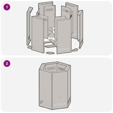 vidaXL Χωρίς Καπνό Φωτιά Πυρκαγιάς Εξαγώνιος 38x38x51 εκ Ανθεκτικός Χάλυβας