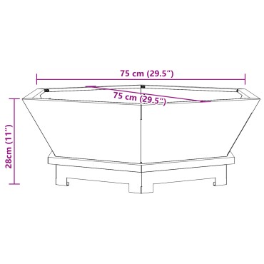 vidaXL Φωτιά Μπολ Μαύρο 75 x 75 x 28 εκ. Ατσάλι Σκληρυθέν στον Αέρα