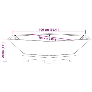 vidaXL Εστία Φωτιάς Εξαγωνική 100x100x28 εκ Ανθεκτικό Ατσάλι
