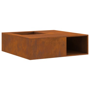 vidaXL Φωτιά με αποθήκευση ξύλων 100x100x30 εκ. Ατσάλι που καιρικά προσαρμόζεται