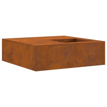 vidaXL Φωτιά με αποθήκευση ξύλων 100x100x30 εκ. Ατσάλι που καιρικά προσαρμόζεται