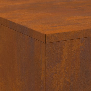 vidaXL Φωτιά με αποθήκευση ξύλων 100x100x30 εκ. Ατσάλι που καιρικά προσαρμόζεται