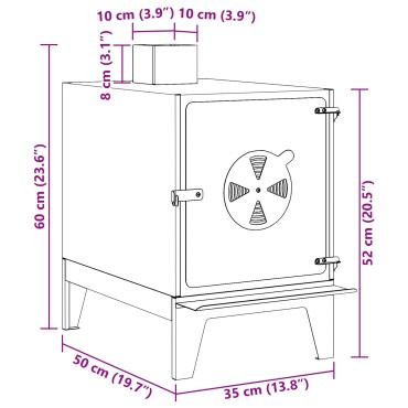 vidaXL Σόμπα Κάμπινγκ με Καμινάδα Μαύρη 35x50x60 εκ Ατσάλι