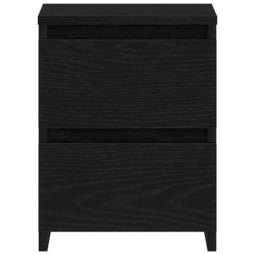 κομοδίνο vidaXL με συρτάρια Μαύρος Δρυς 30x30x40 εκ 1 τεμ.