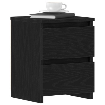 vidaXL Κομοδίνα με Συρτάρια 2 τεμ. Μαύρη Δρυς 30x30x40 εκ
