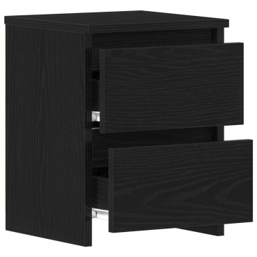 vidaXL Κομοδίνα με Συρτάρια 2 τεμ. Μαύρη Δρυς 30x30x40 εκ