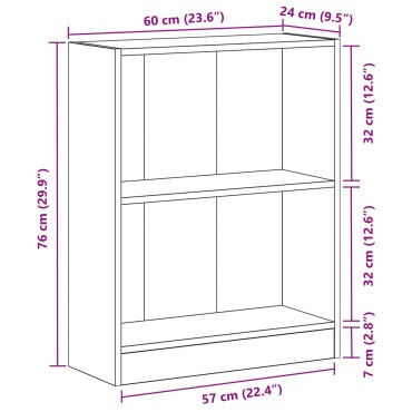 VidaXL Βιβλιοθήκη Μαύρη 60x24x76cm Επεξεργασμένο Ξύλο 1 τεμ.