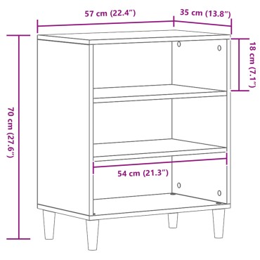 vidaXL Πλαϊνό Γραφείο Μαύρο Δρυς 57x35x70cm Από ξύλο 1 τεμ.