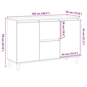 vidaXL Πλαϊνό Γραφείο Μαύρο Δρυς 101x35x60cm Φτιαγμένο από ξύλο 1 τεμ.