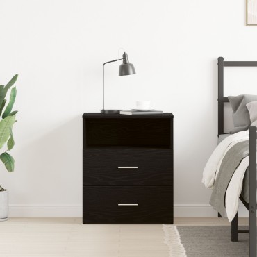 vidaXL Κομοδίνο Μαύρο Δρυς 50x32x60cm Επεξεργασμένο Ξύλο 1 τεμ.