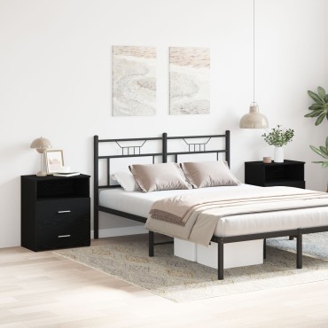 vidaXL Κομοδίνα 2 τεμ. Μαύρο Δρυς 50x32x60cm Επεξεργασμένο Ξύλο