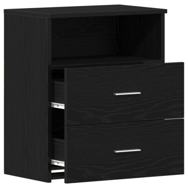 vidaXL Κομοδίνα 2 τεμ. Μαύρο Δρυς 50x32x60cm Επεξεργασμένο Ξύλο