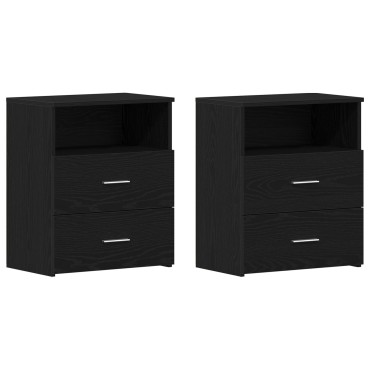 vidaXL Κομοδίνα 2 τεμ. Μαύρο Δρυς 50x32x60cm Επεξεργασμένο Ξύλο