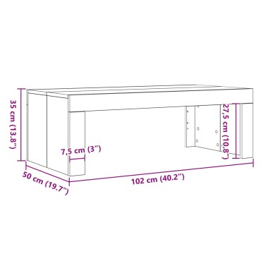 vidaXL Τραπεζάκι Καφέ Μαύρο Δρυς 102x50x35cm Επεξεργασμένο Ξύλο 1 τεμ.