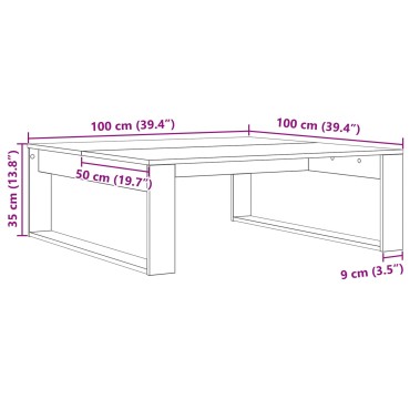 vidaXL Τραπεζάκι σαλονιού Μαύρο Δρυς 100x100x35cm Επεξεργασμένο ξύλο 1 τεμ.