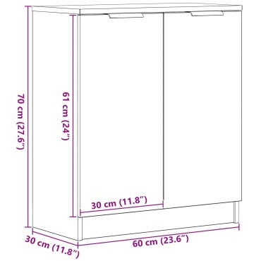 vidaXL Πλευρικό γραφείο Μαύρο Δρυς 60x30x70cm Επεξεργασμένο ξύλο 1 τεμ.