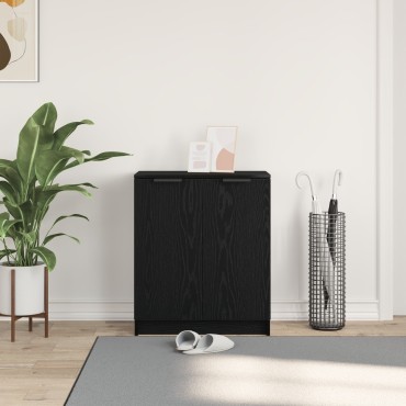 vidaXL Ντουλάπα Παπουτσιών Μαύρο Δρυς 59x35x70cm Επεξεργασμένο Ξύλο 1 τεμ.